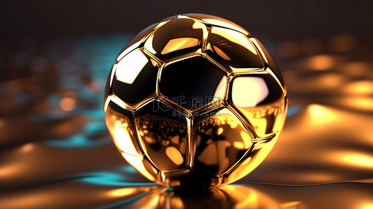 金色足球的闪闪发光的 3D 渲染