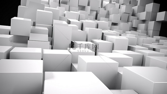 白色立方体背景图片_带有 3d 呈现的白色立方体的抽象背景