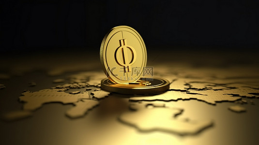 具有定位销和美元硬币标记 3d 渲染的金币金钱成功符号