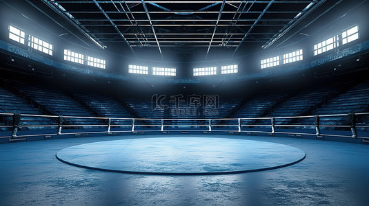空置 3D 渲染拳击场的插图