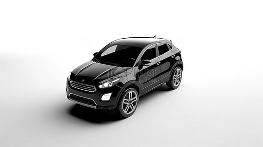 越野背景图片_时尚的黑色城市 SUV，干净的白色背景，可定制车身 3D 渲染