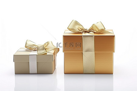 一个带有金色包装和蝴蝶结的盒子