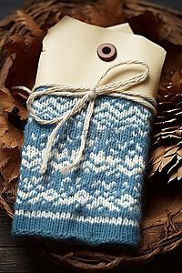 手工冬季针织围巾礼品吊牌