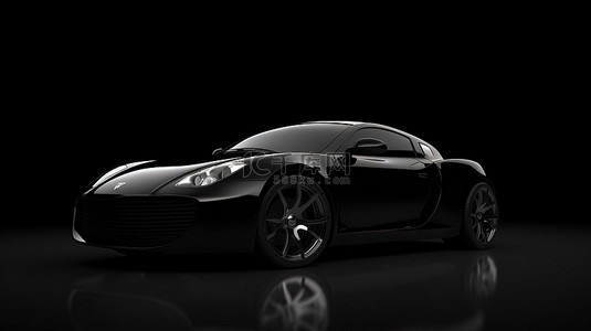 引领时尚背景图片_豪华跑车的黑色 3D 渲染的时尚黑色