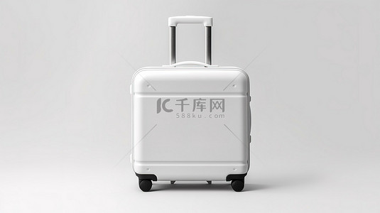 行李箱旅行背景图片_3D 渲染中时尚简约的白色行李箱