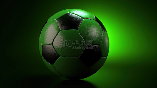 插图 3d 足球渲染充满活力的绿色足球