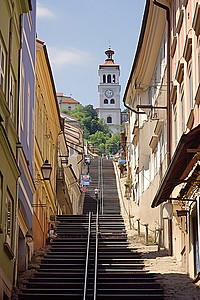 城市街道背景图片_老城区的楼梯