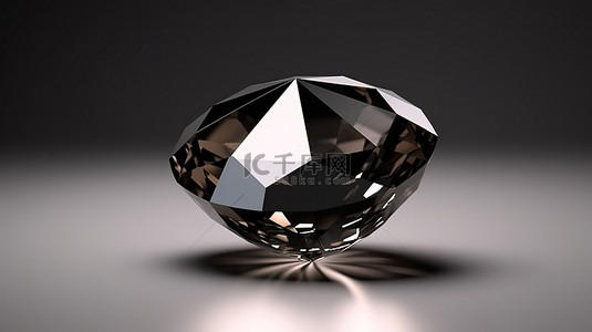 黑色钻石珠宝的圆形 3D 渲染