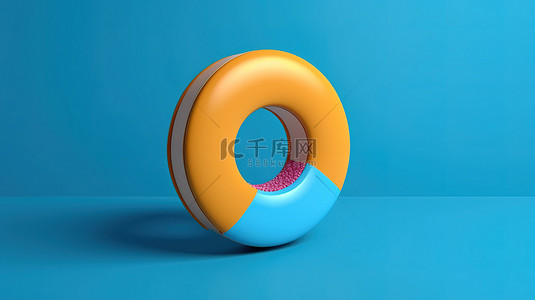 球形信息图表背景图片_蓝色背景下的球形甜甜圈图 3d 在广角视图中渲染
