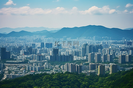 首尔城市背景图片_从首尔城市塔看韩国首尔