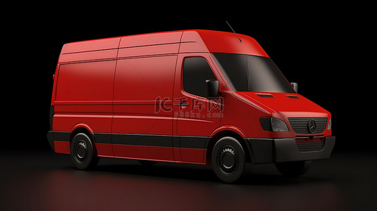 小型汽车背景图片_3d 中描绘的红色面包车
