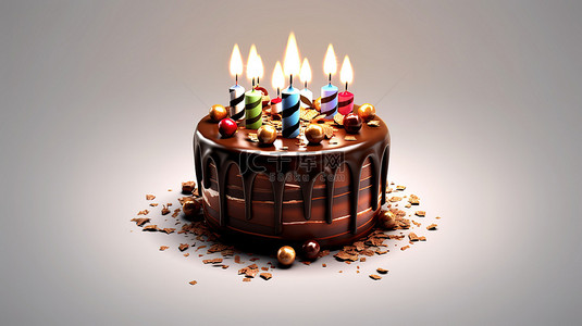 生日庆祝巧克力蛋糕的 3D 设计