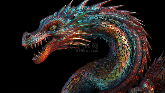 神话人物背景图片_雄伟的龙的 3d 幻想渲染