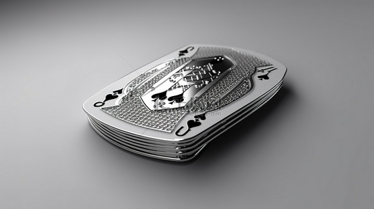 现代黑白设计的黑桃杰克扑克牌标准扑克尺寸，用于赌场游戏 3D 渲染插图