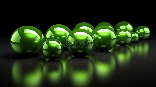 黑背景图片_带有孤立绿色球体的黑色背景的 3d 渲染