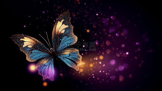 蝴蝶多彩光效彩色光粒背景