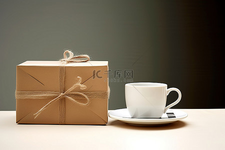 包装盒子背景图片_包装盒子和杯子，上面贴有生日便条