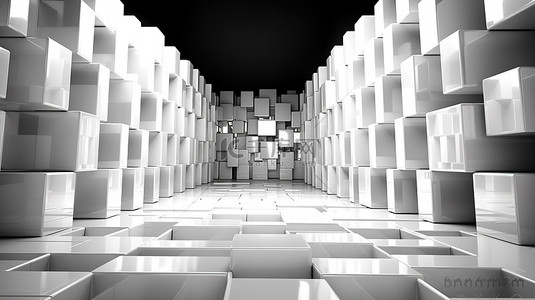 白色立方体背景图片_在 3d 中呈现的白色立方体的抽象背景