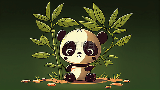 竹子卡通图片背景图片_竹叶熊猫可爱背景