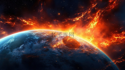 车背景图片_华丽的 3D 行星在太阳风暴中发光，在令人惊叹的外太空和星云全景中