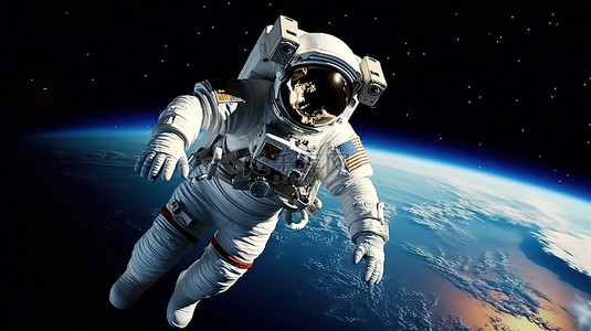 宇航员在模拟 3D 环境中太空行走时竖起大拇指