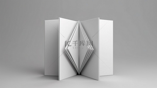 折页折页背景图片_带有两折传单和空背景 3D 渲染的方形小册子
