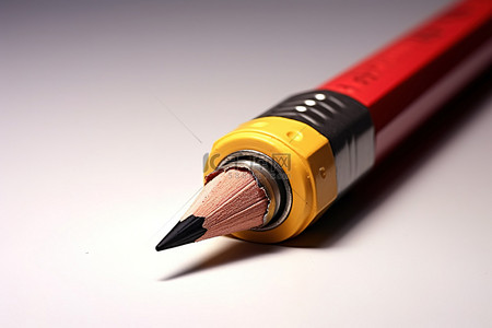 我的眼里只有你背景图片_一支黄色笔尖的铅笔只有一侧有红色笔尖
