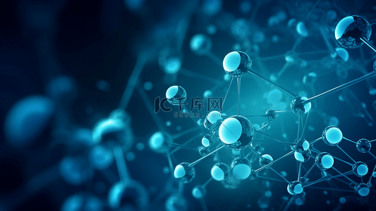 化学科技背景图片_分子蓝色插画背景