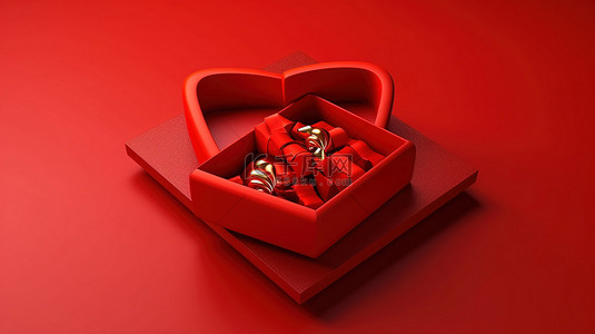 充满活力的红色礼品盒充满节日装饰 3D 渲染有充足的复制空间