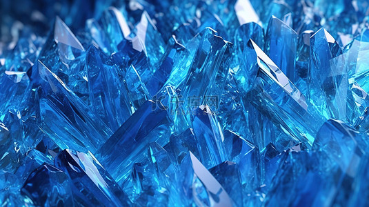 水晶蓝色背景的三维渲染
