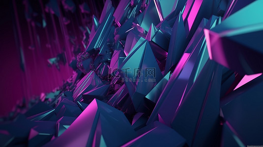 紫色和蓝色 3d 渲染中的科幻启发抽象几何背景