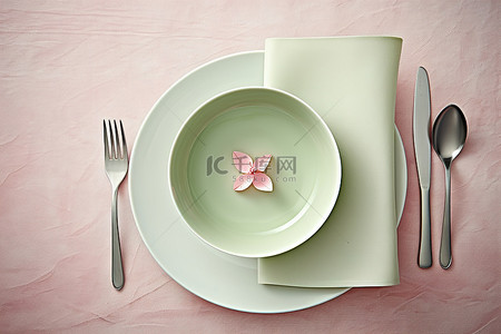 茶背景图片_盘子和餐巾是绿色的