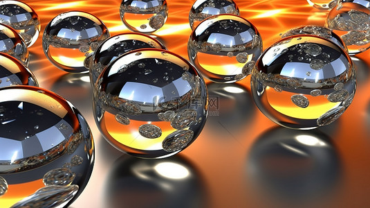 运动玻璃球高科技 3D 渲染