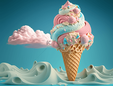 夏日梦幻的冰淇淋背景