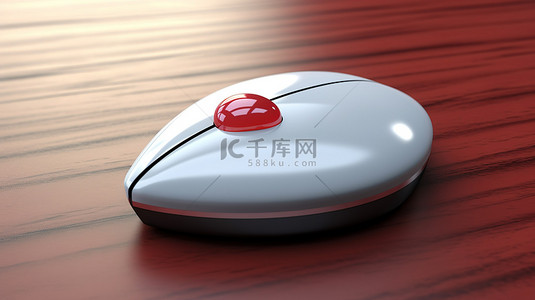 具有心形按钮的电脑鼠标的 3D 渲染