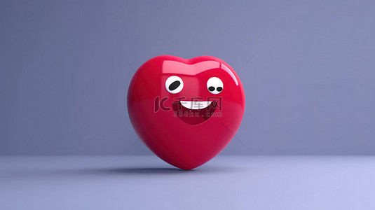 3D 渲染的 facebook 反应心 emoji 气球符号与爱完美的情人节礼物