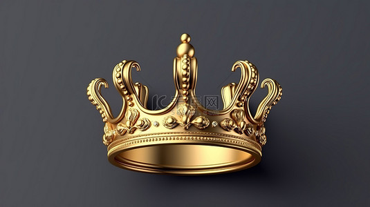 纹章背景图片_象征成功和黄金胜利的豪华王冠的 3D 渲染