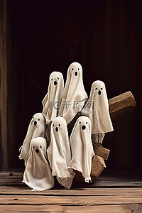 英语背景图片_鬼魂和幽灵般的鬼魂在木头上有一个标志
