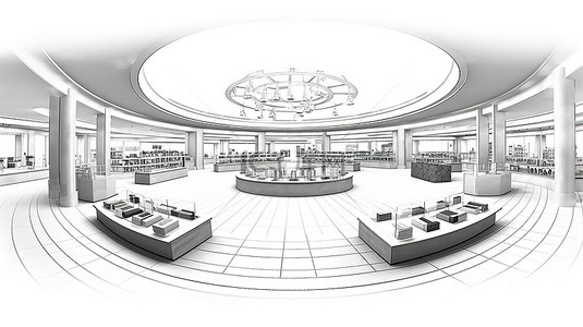 全景商店布局的 3D 球体渲染