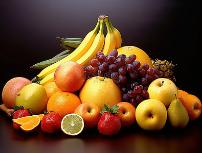 香蕉橙子葡萄和橙子