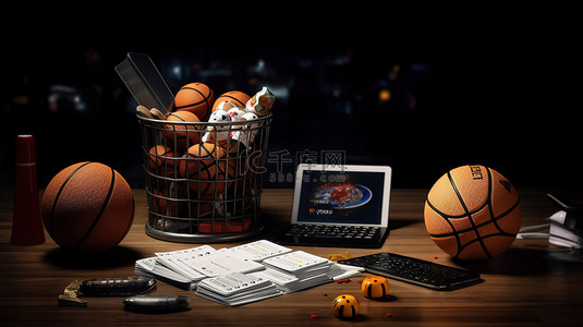 3d 虚拟现实篮球观看和在线投注概念