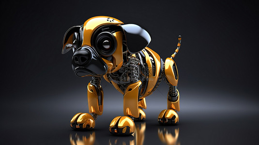 风控系统背景图片_机器人犬的黑暗 3D 渲染