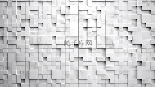 3d 渲染中白色马赛克瓷砖的背景