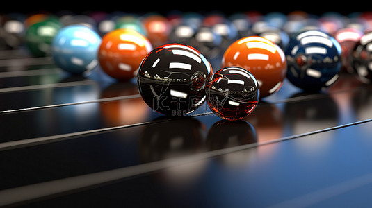 玻璃球的运动 3D 渲染插图