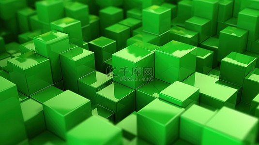 绿色 3D 立方体完美的背景和壁纸