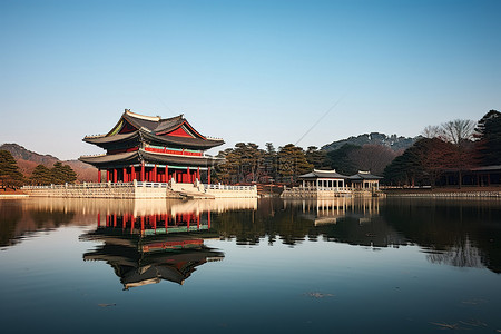 国庆背景图片_韩国首尔安国庆寺