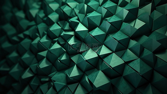 在笔记本封面上用多边形渲染的绿色醒目的 3d 抽象背景中的几何纹理正方形图案