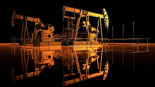 能源工业燃料厂石油设备油泵 3D 渲染的轮廓