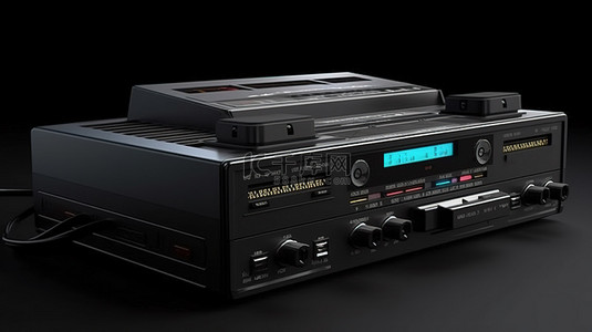 音乐播放器背景背景图片_模拟风格的老式盒式磁带和播放器 ui 的 3D 渲染