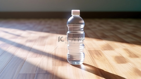 复古灵感图片复古白色运动塑料水瓶在桌子上 3D 渲染